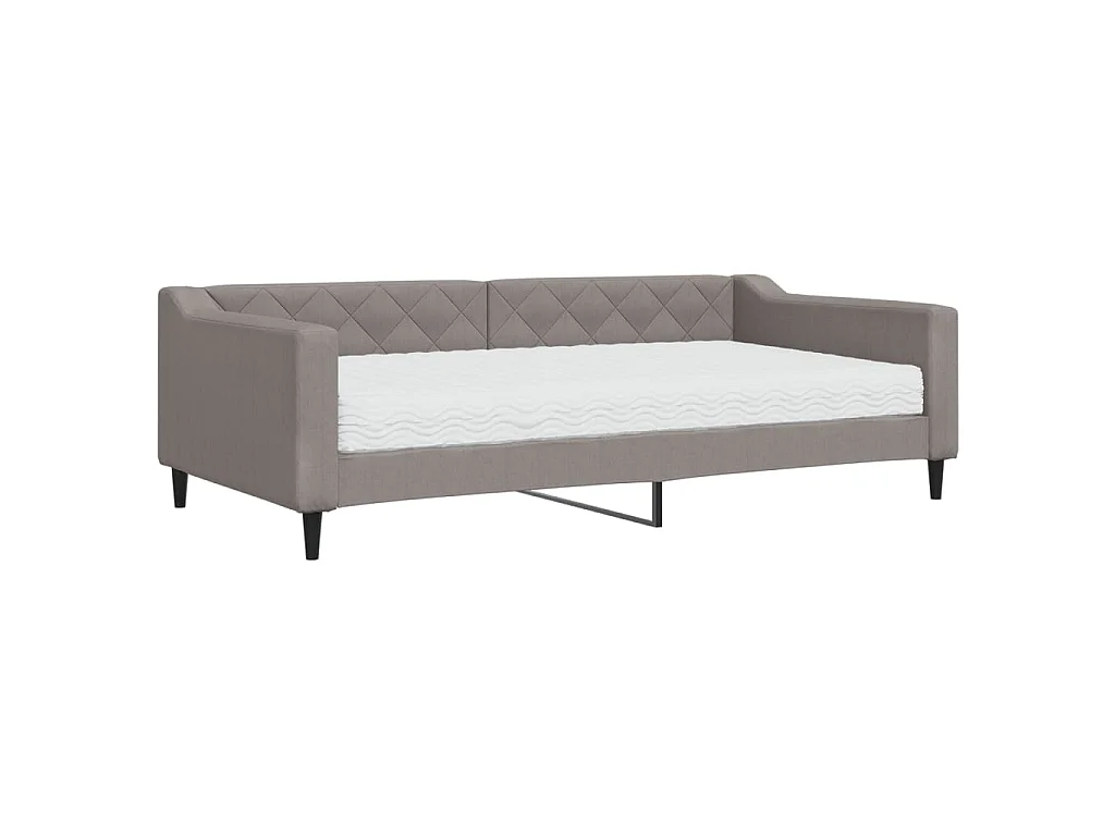 Lit de jour avec matelas taupe 100x200 cm tissu
