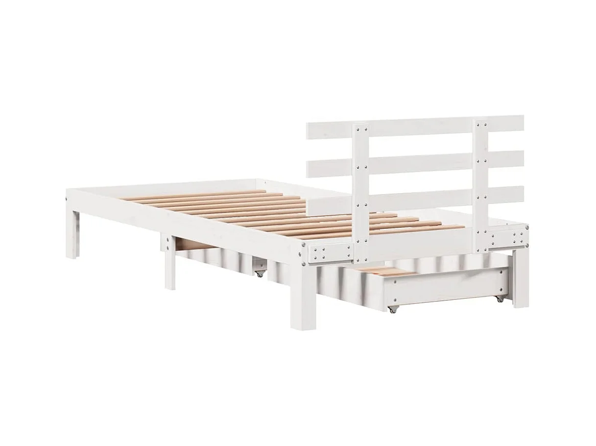 Cadre de lit avec tiroirs sans matelas blanc 90x200 cm