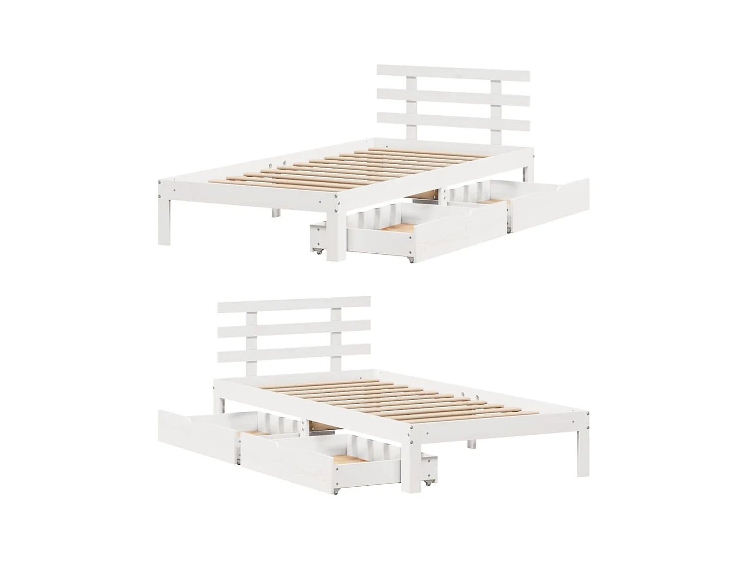 Cadre de lit avec tiroirs sans matelas blanc 90x200 cm