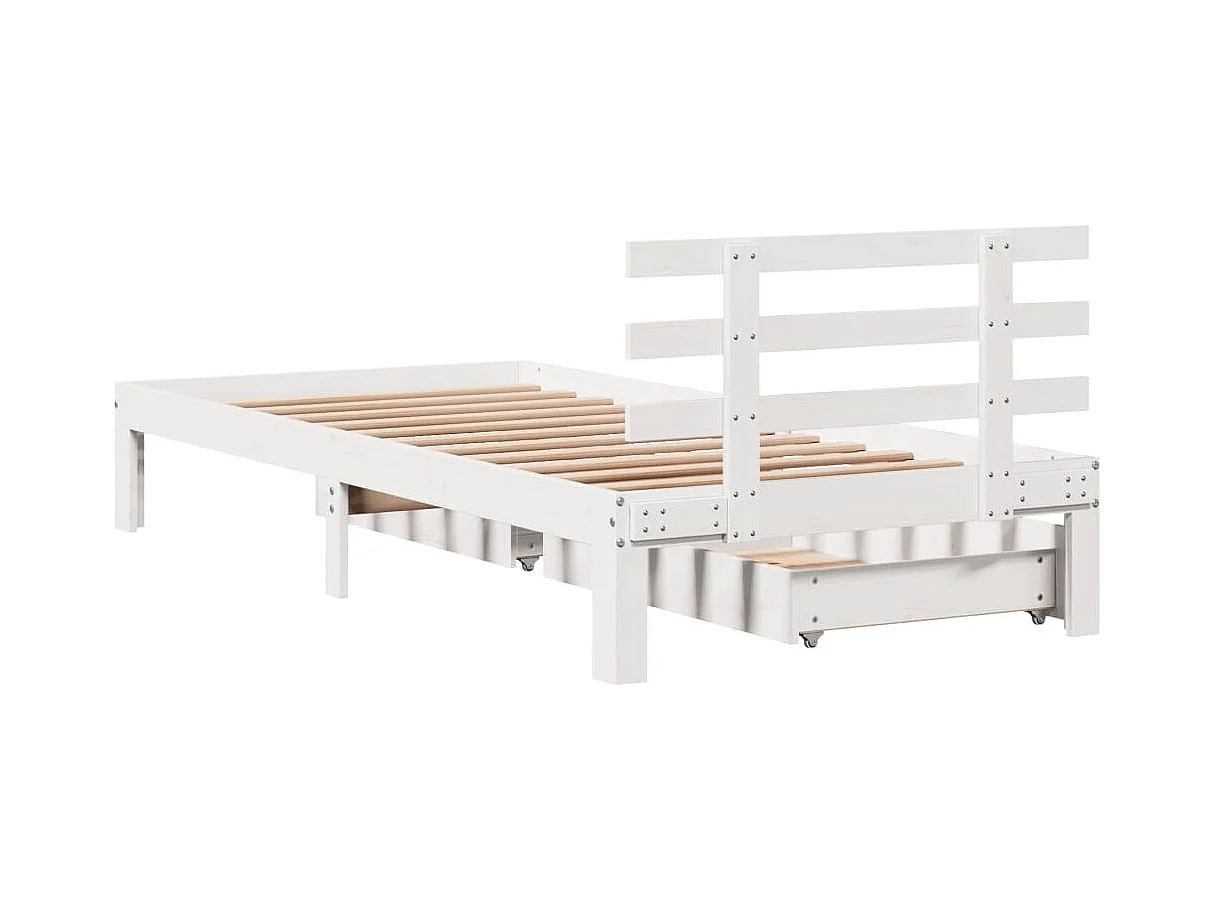 Estrutura de cama c/ gavetas 90x200 cm pinho maciço branco