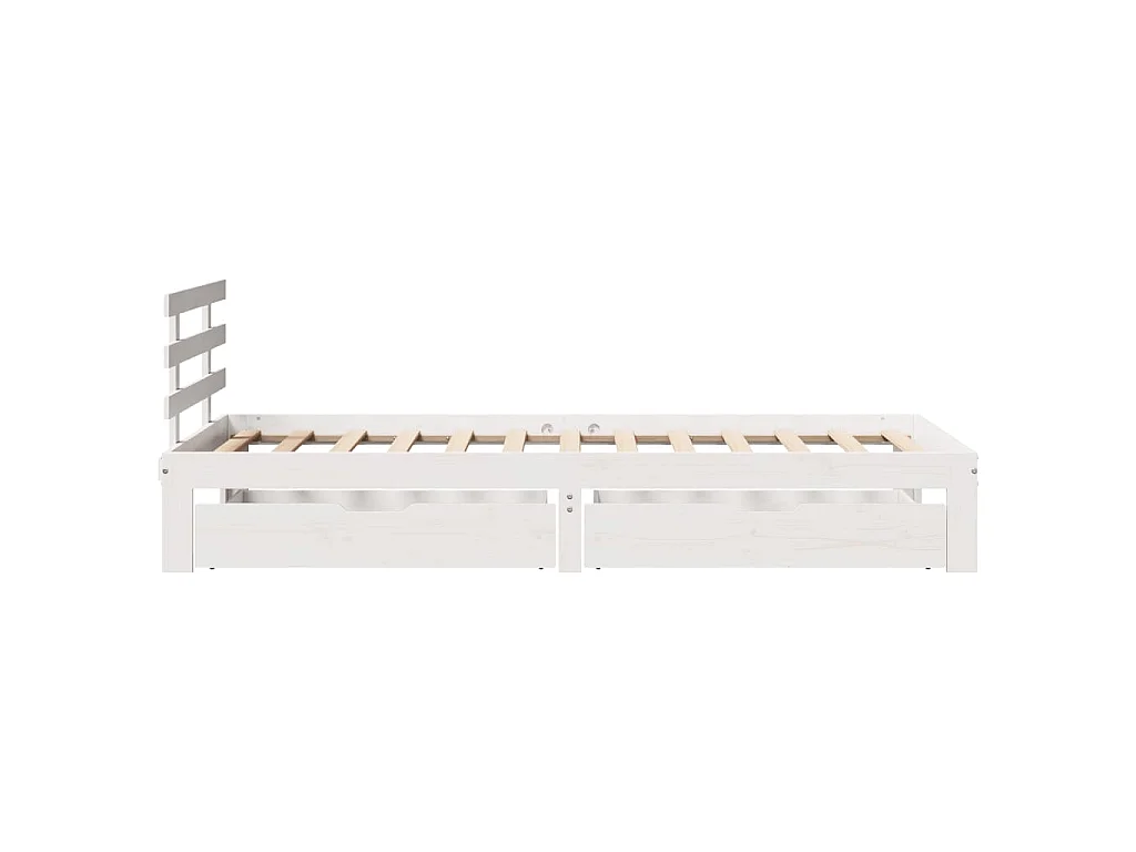 Giroletto con Cassetti Bianco 90x200 cm Legno Massello di Pino