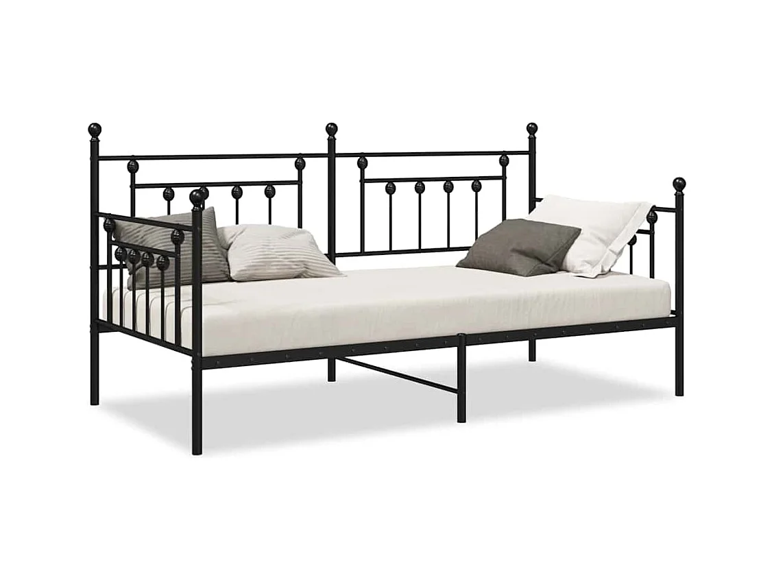 Struttura per letto di giorno Nero 90 x 190 cm Acciaio
