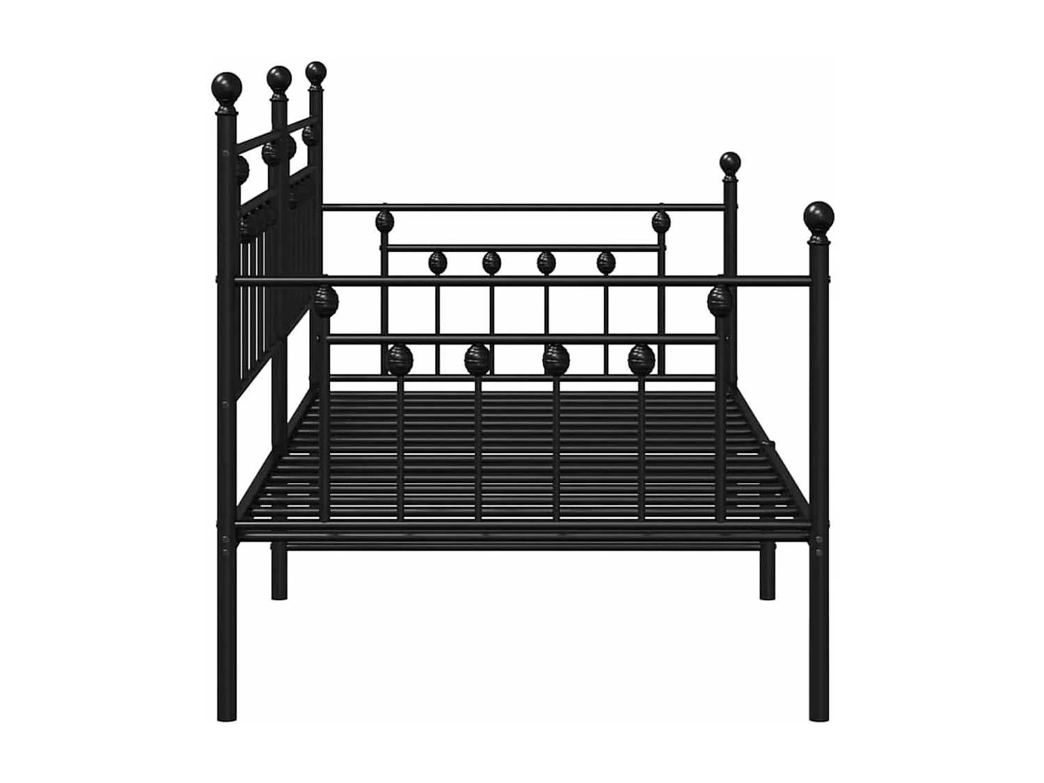 Cadre de lit de jour avec tête de lit Noir 90 x 190 cm Acier