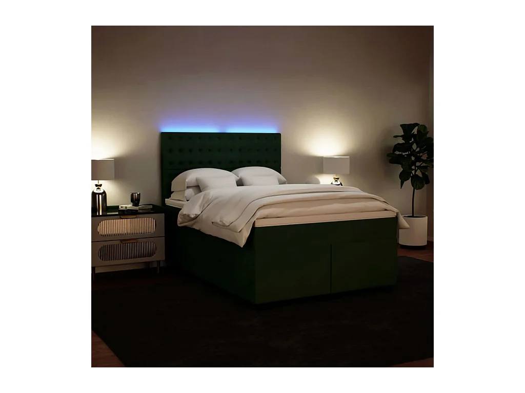 Sommier à lattes de lit et matelas Vert foncé 140x190cm Velours