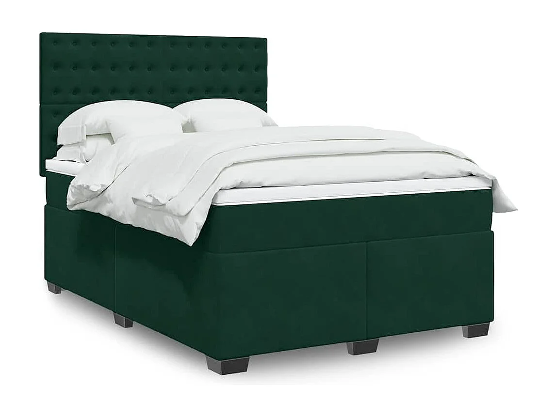 Sommier à lattes de lit et matelas Vert foncé 140x190cm Velours