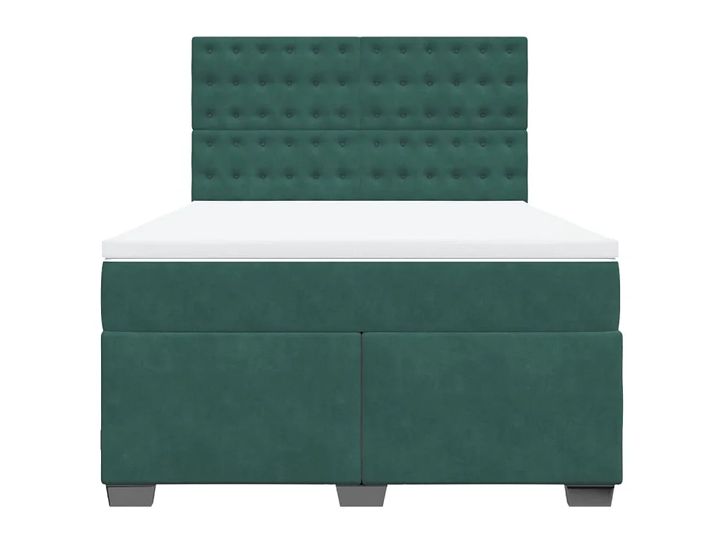 Giroletto a Molle con Materasso Verde Scuro 140x190 cm Velluto