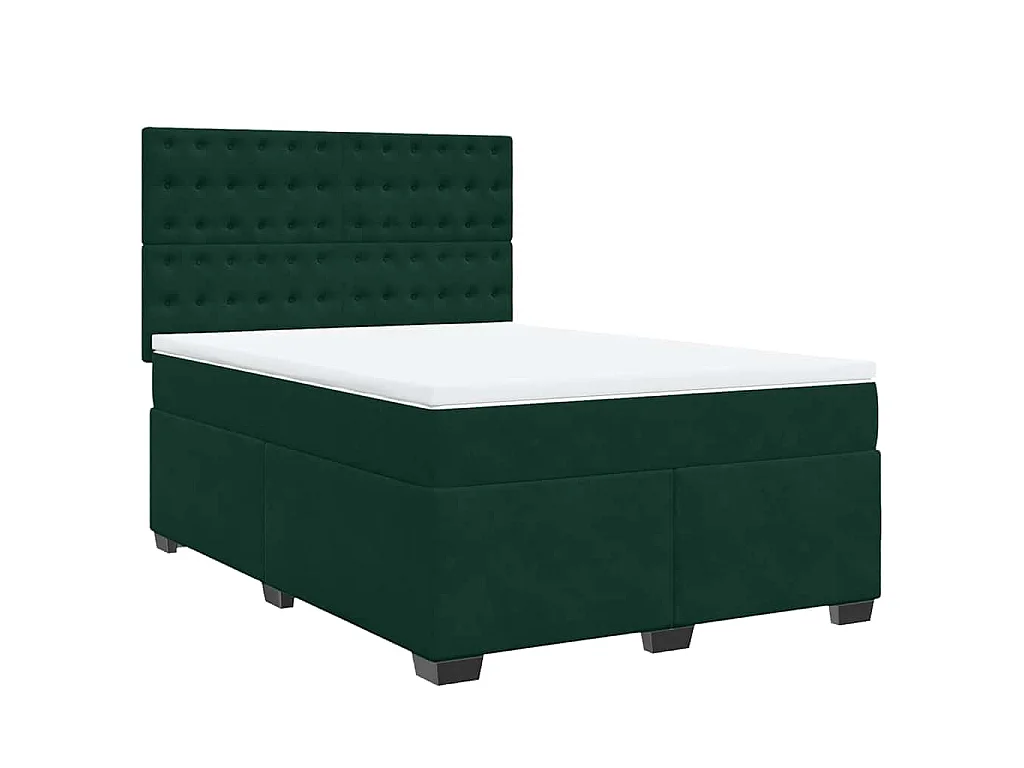 Sommier à lattes de lit et matelas Vert foncé 140x190cm Velours