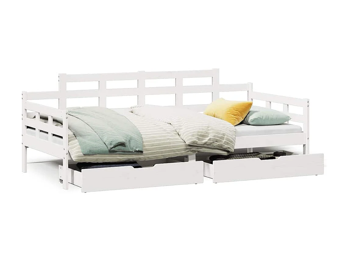 Tagesbett mit Schubladen Weiß 90x190 cm Kiefernholz