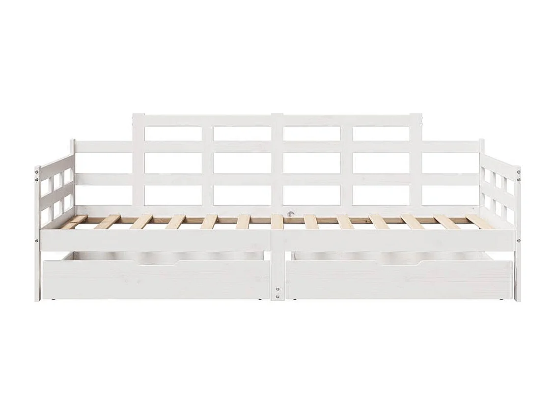 Lit de jour et tiroirs sans matelas blanc 90x190 cm bois massif