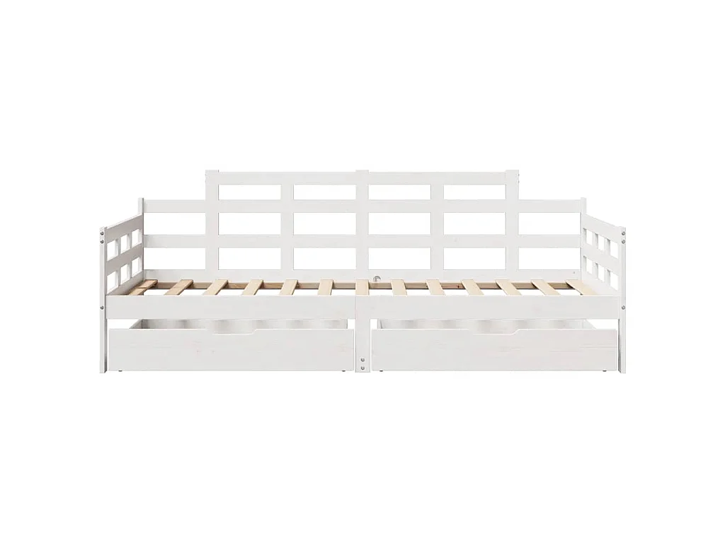 Dormeuse con Cassetti Bianco 90x190 cm Legno Massello di Pino
