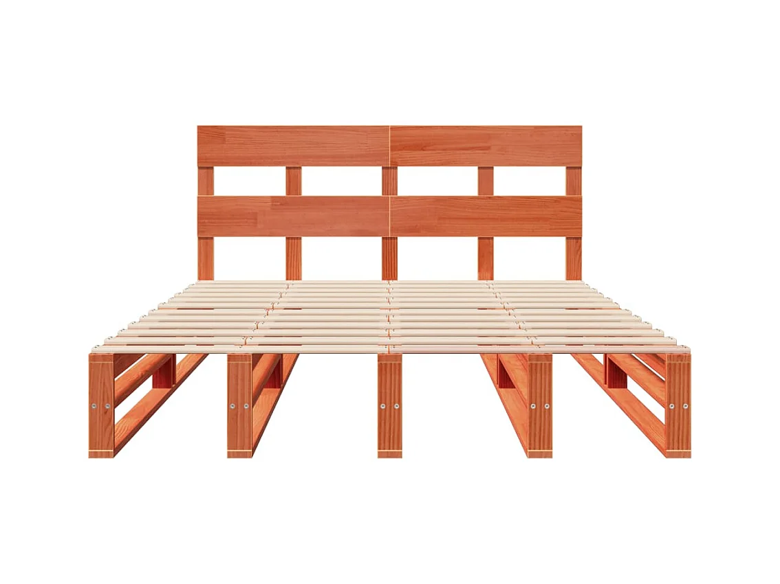 Cadre de lit sans matelas cire marron 160x200cm bois pin massif