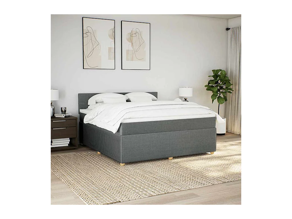 Boxspringbett mit Matratze Dunkelgrau 180x200 cm Stoff