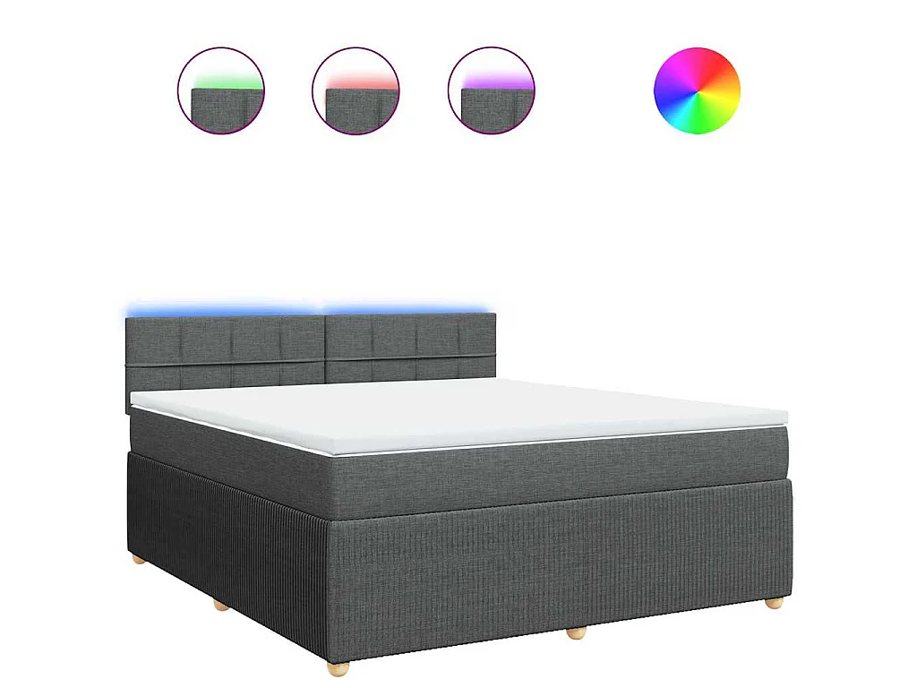 Cama box spring con colchón tela gris oscuro 180x200 cm