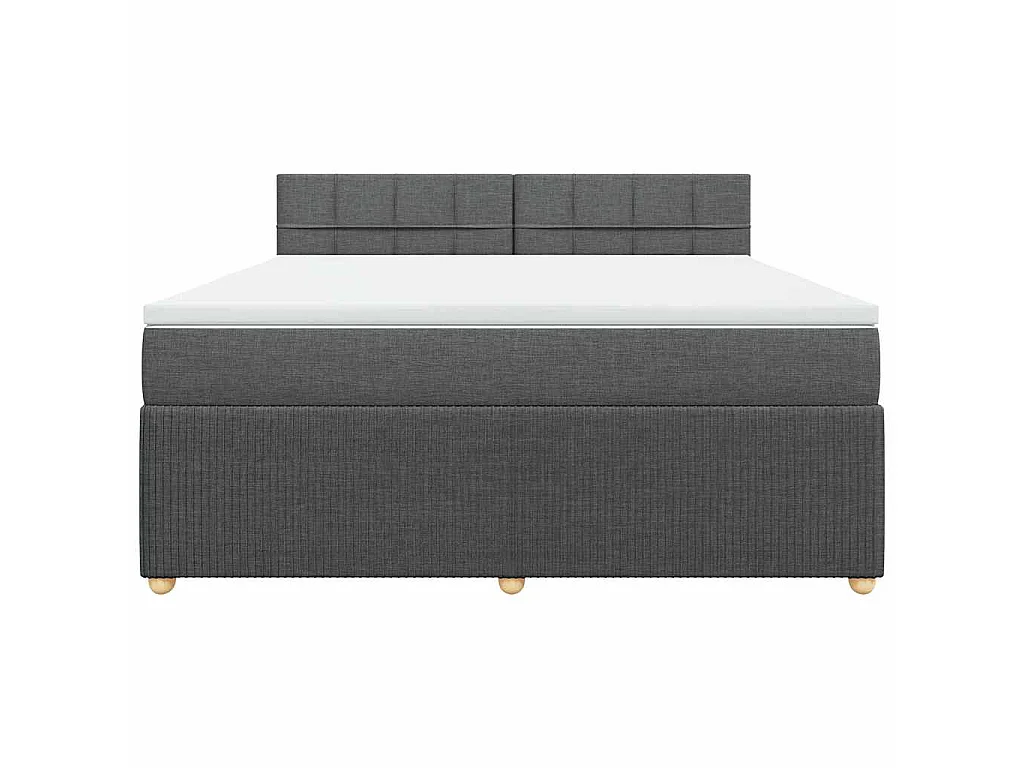 Cama box spring con colchón tela gris oscuro 180x200 cm
