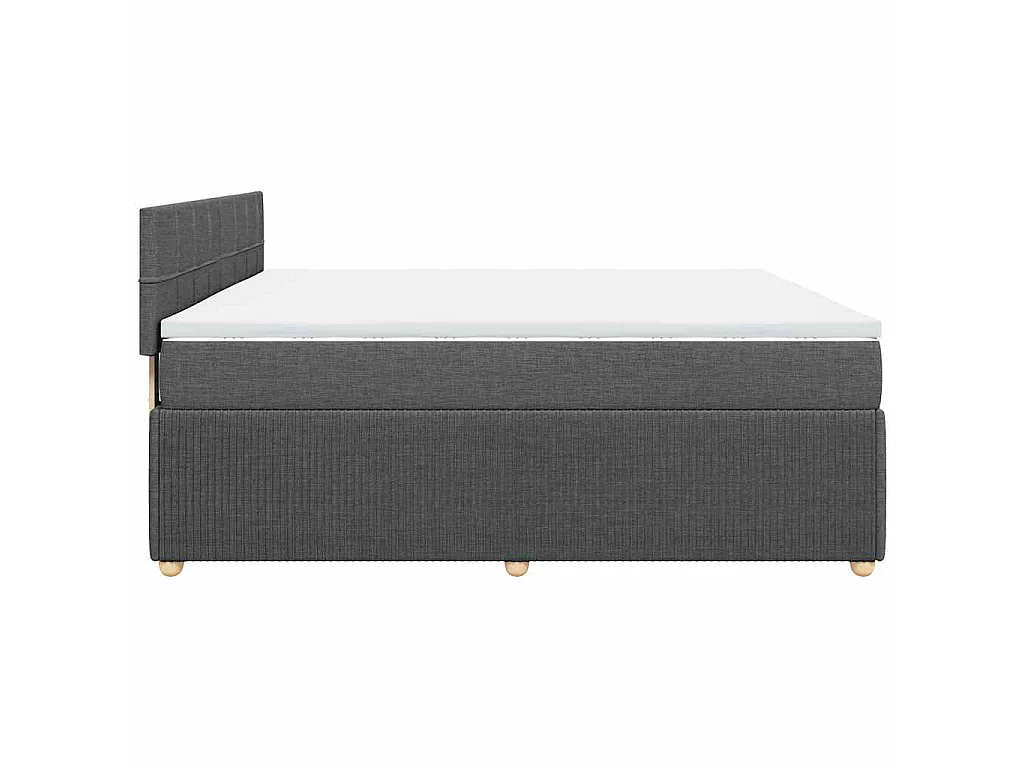 Cama box spring con colchón tela gris oscuro 180x200 cm