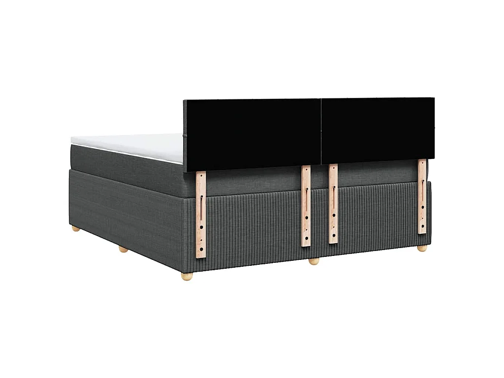 Cama box spring con colchón tela gris oscuro 180x200 cm
