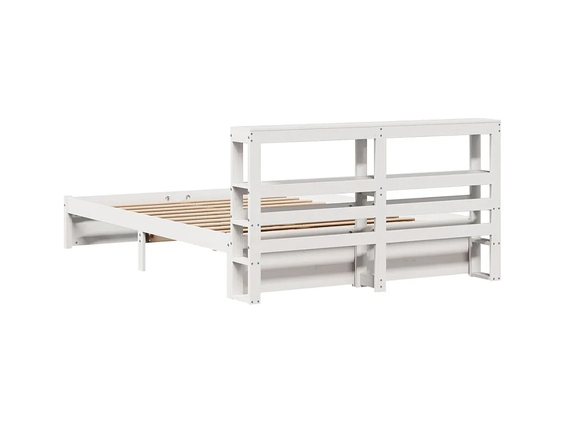 Cadre de lit avec tête de lit sans matelas blanc 140x200 cm