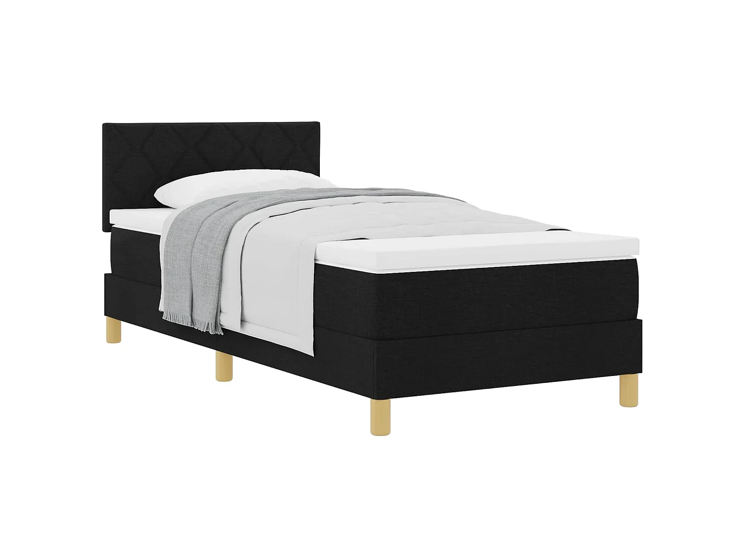 Boxspringbett mit Kissen mit Kopfteil Schwarz 90 x 200 cm Stoff