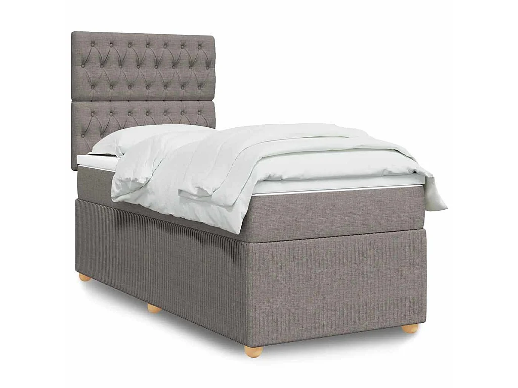Boxspring met matras stof taupe 90x190 cm