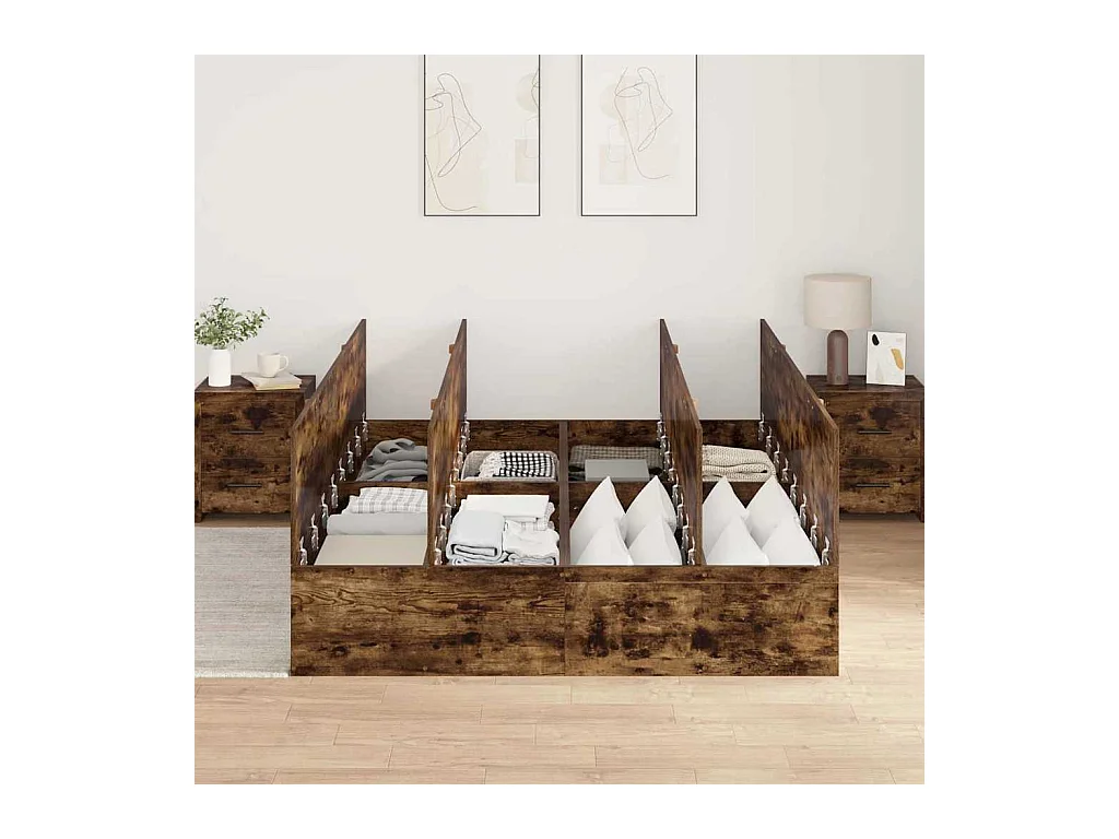 Cadre de lit Chêne fumé 140 x 190 cm Bois d'ingénierie