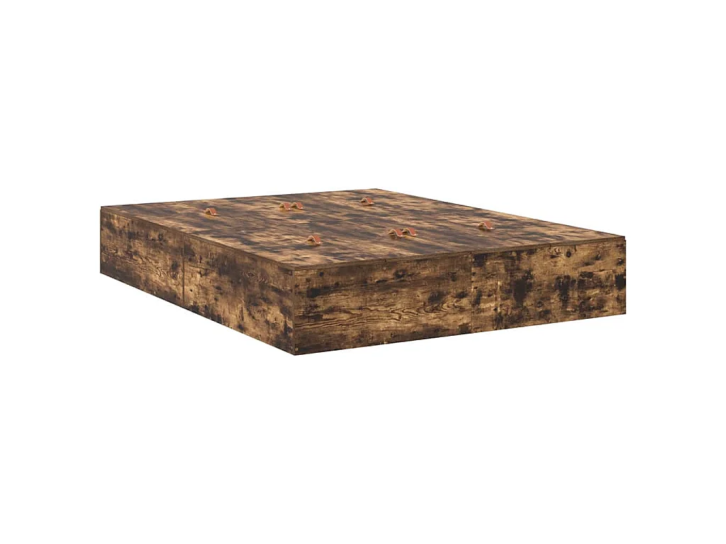 Cadre de lit avec rangement Chêne fumé 140 x 190 cm