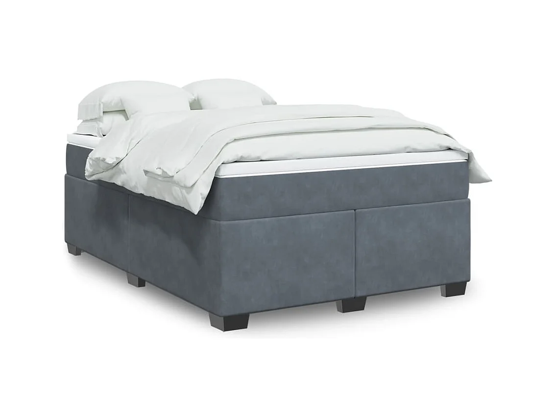 Sommier à lattes de lit et matelas Gris foncé 140x190cm Velours