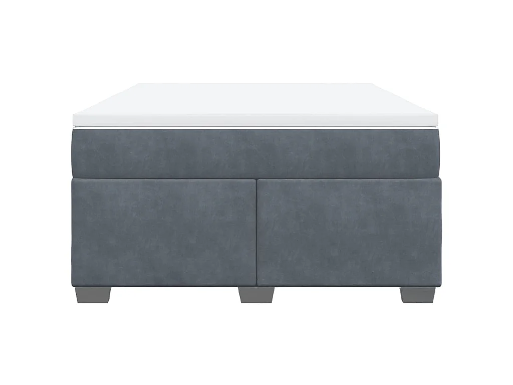 Cama box spring con colchón terciopelo gris oscuro 140x190 cm