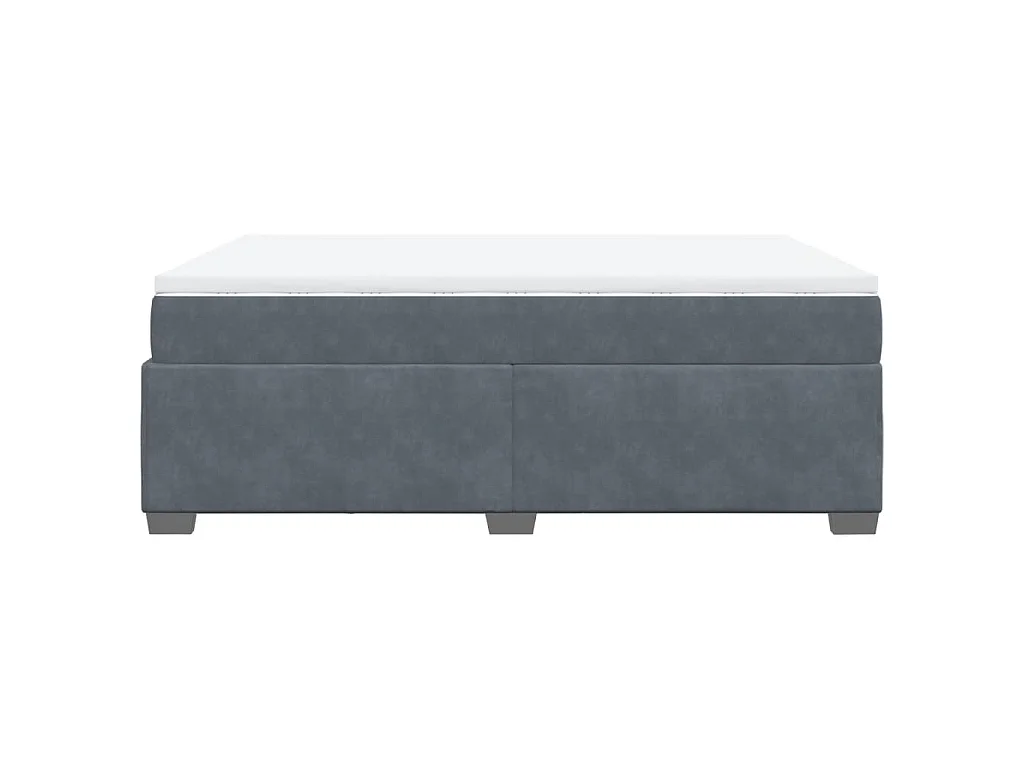 Cama box spring con colchón terciopelo gris oscuro 140x190 cm