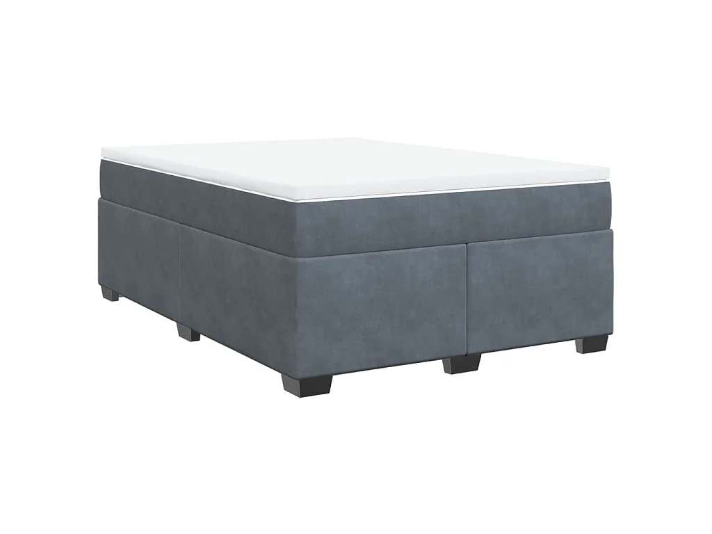 Cama box spring con colchón terciopelo gris oscuro 140x190 cm