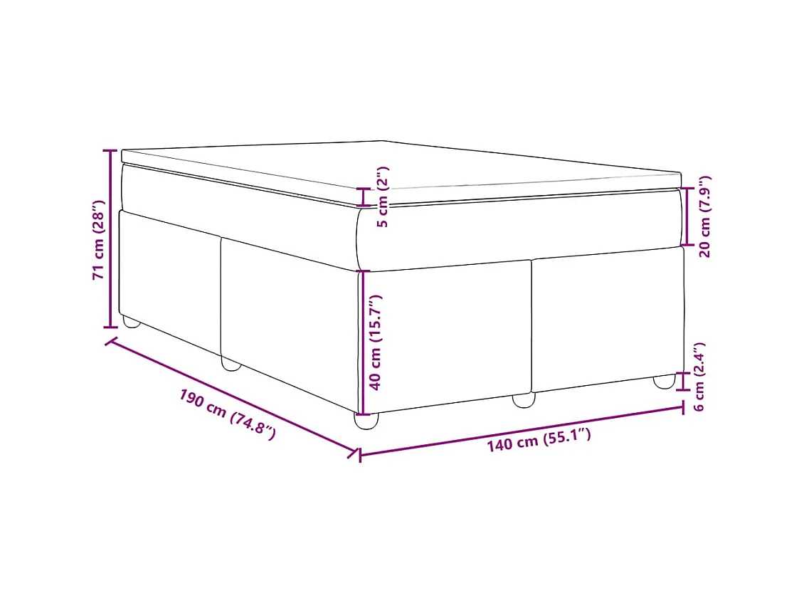 Sommier à lattes de lit avec matelas Gris clair 140x190cm Tissu