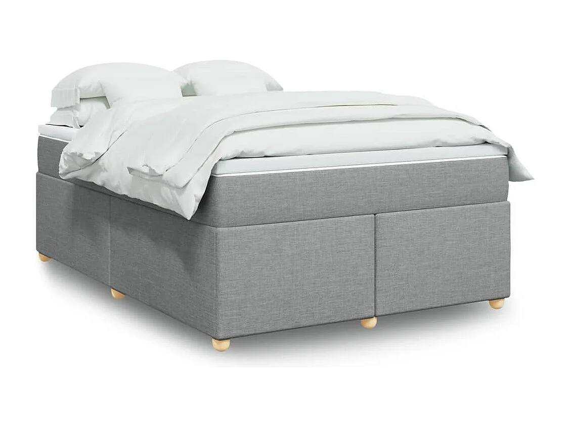 Boxspringbett mit Matratze Hellgrau 140x190 cm Stoff