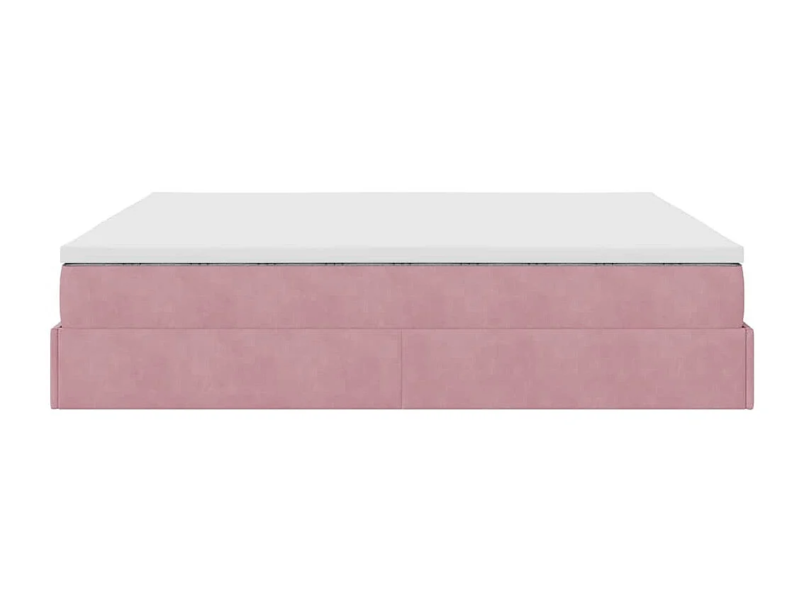 Estrutura de cama otomana com colchão 160x200 cm veludo rosa