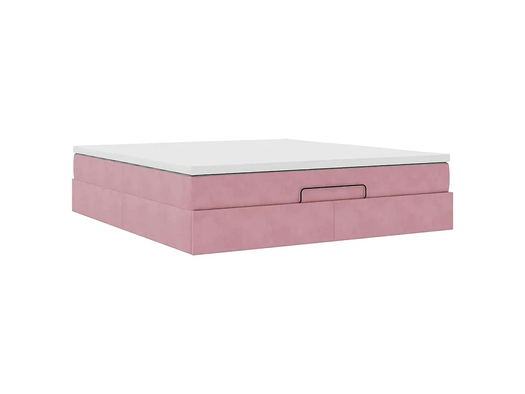 Ottoman bed met matras 160x200cm fluweel roze