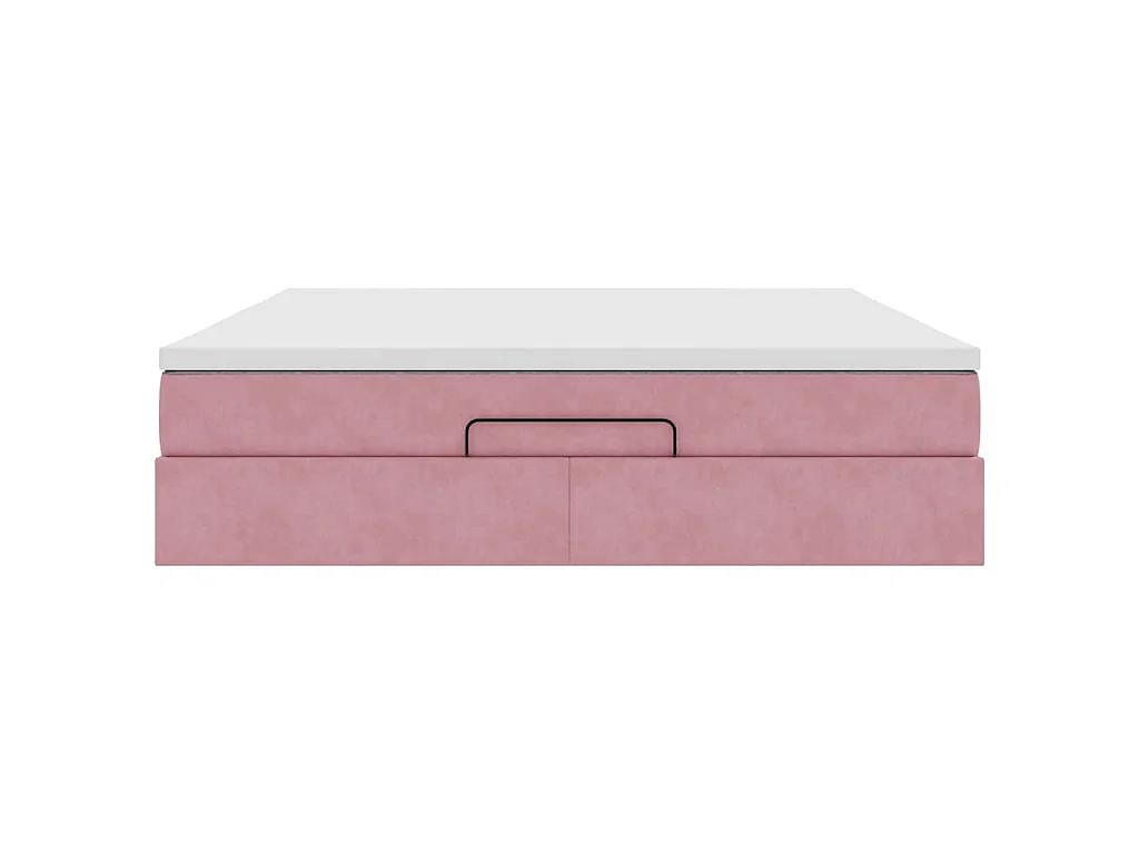 Ottoman bed met matras 160x200cm fluweel roze