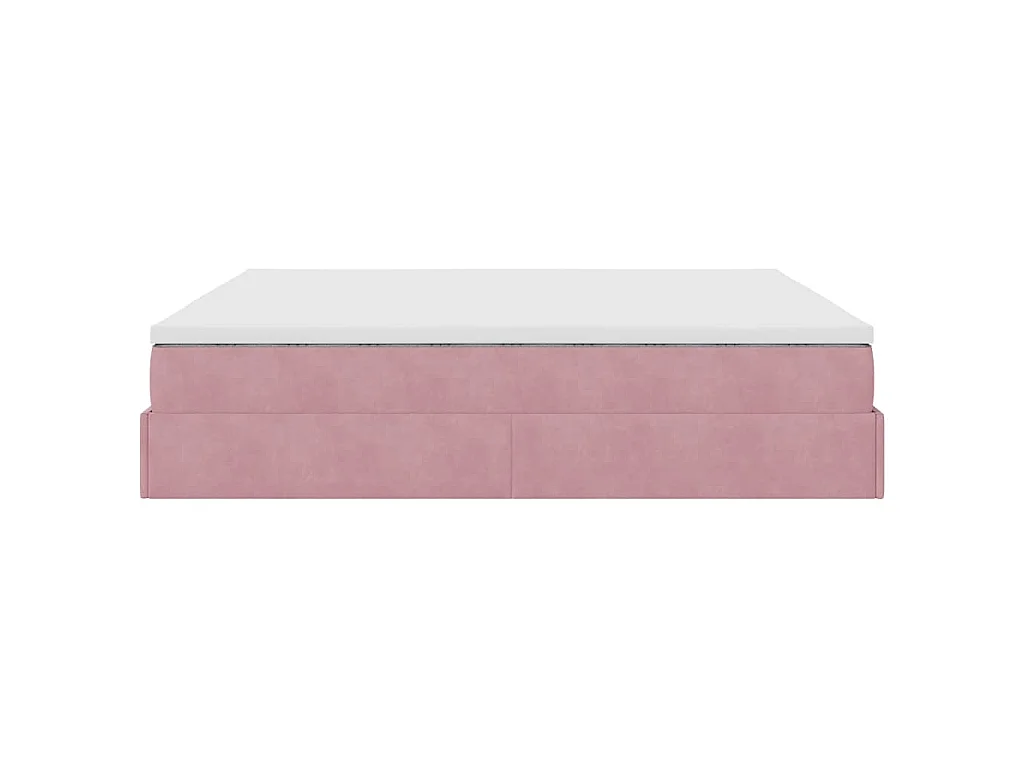 Ottoman bed met matras 160x200cm fluweel roze