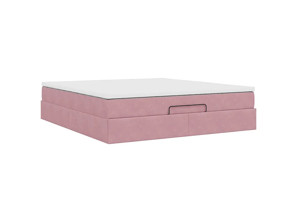 Ottoman bed met matras 160x200cm fluweel roze
