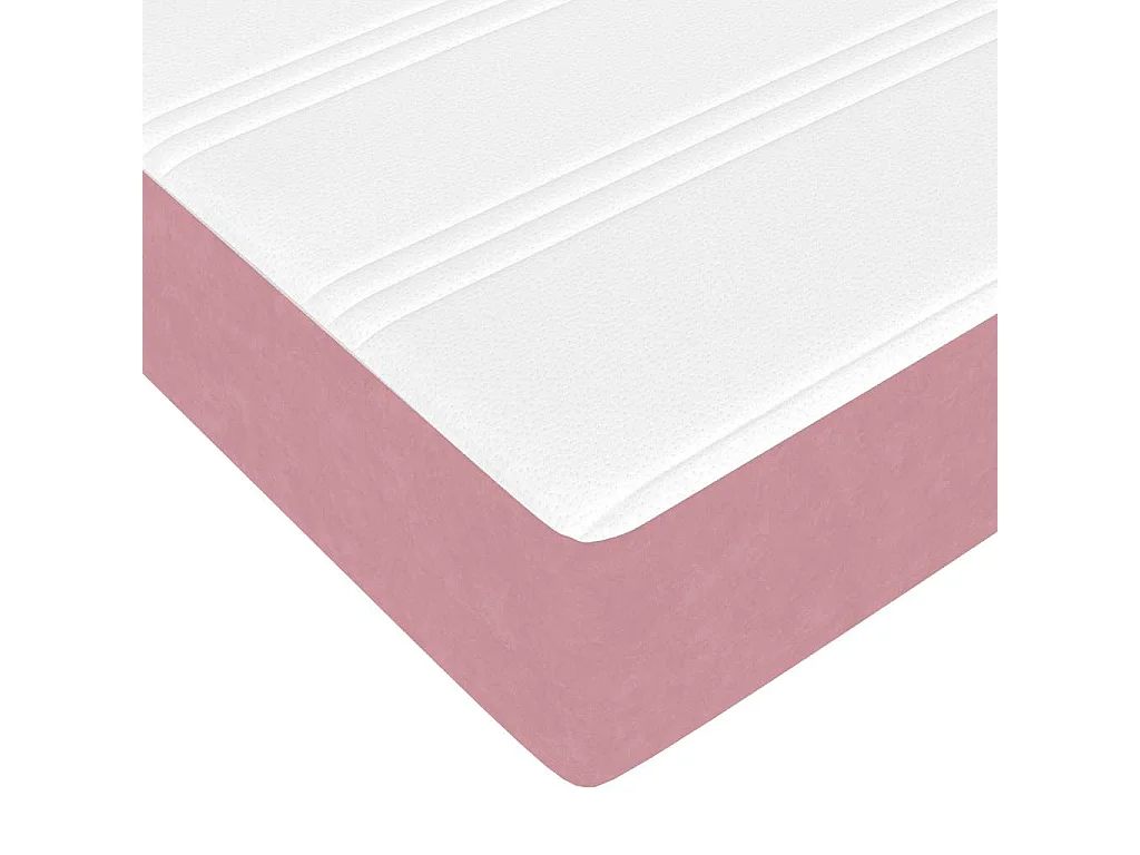 Cadre de lit ottoman avec matelas rose 160x200 cm velours