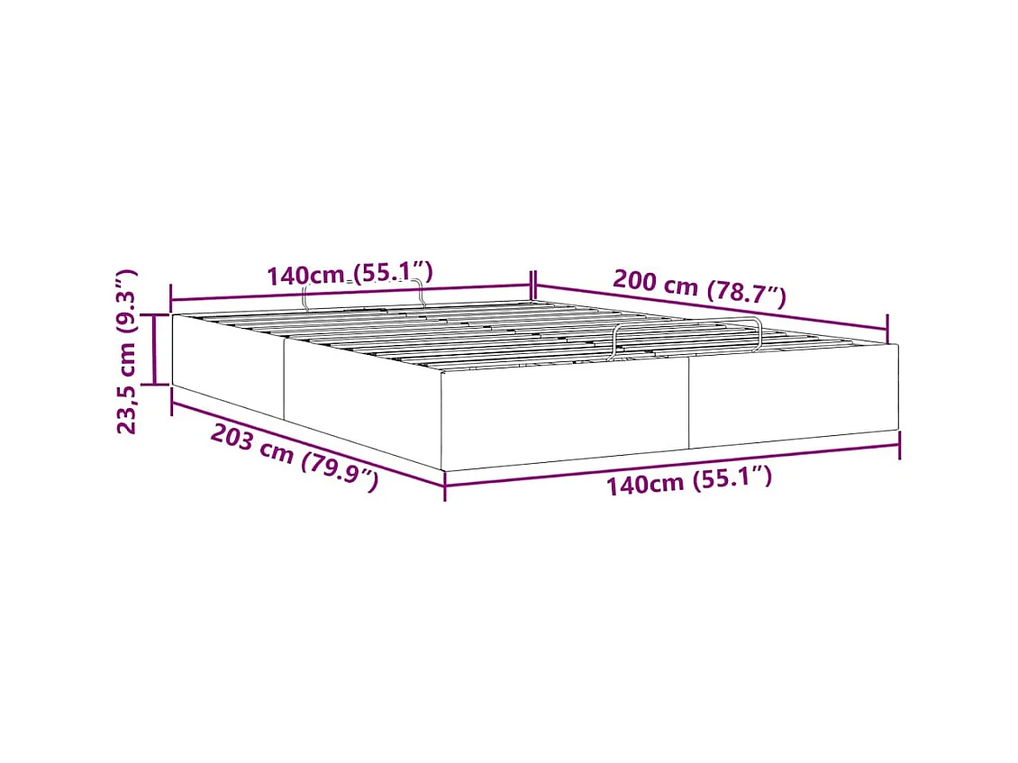 Cadre de lit ottoman sans matelas vert foncé 140x200 cm velours