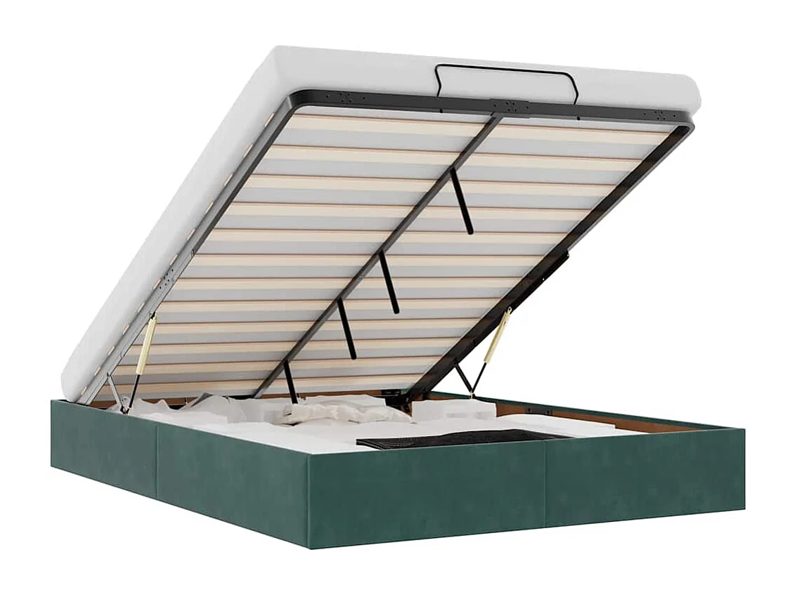 Ottoman bedframe zonder matras 140x200 cm fluweel donkergroen