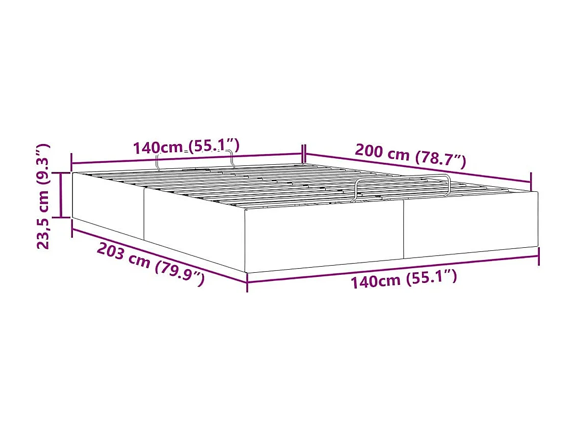 Ottoman bedframe zonder matras 140x200 cm fluweel donkergroen