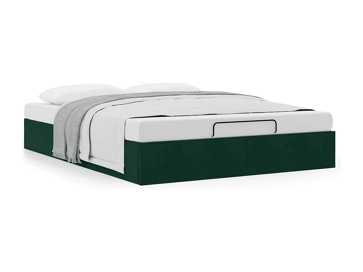 Cadre de lit ottoman sans matelas vert foncé 140x200 cm velours
