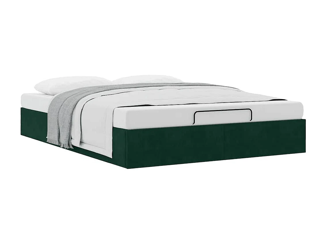 Cadre de lit ottoman sans matelas vert foncé 140x200 cm velours