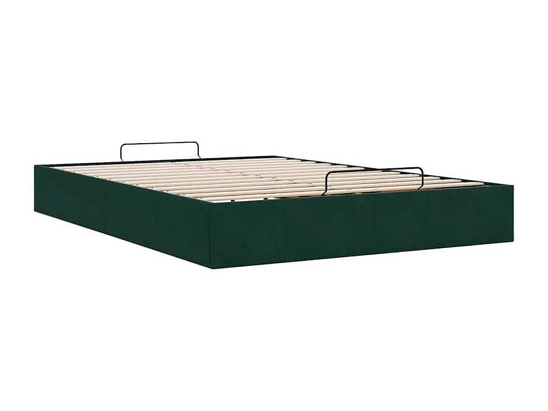 Cadre de lit ottoman sans matelas vert foncé 140x200 cm velours