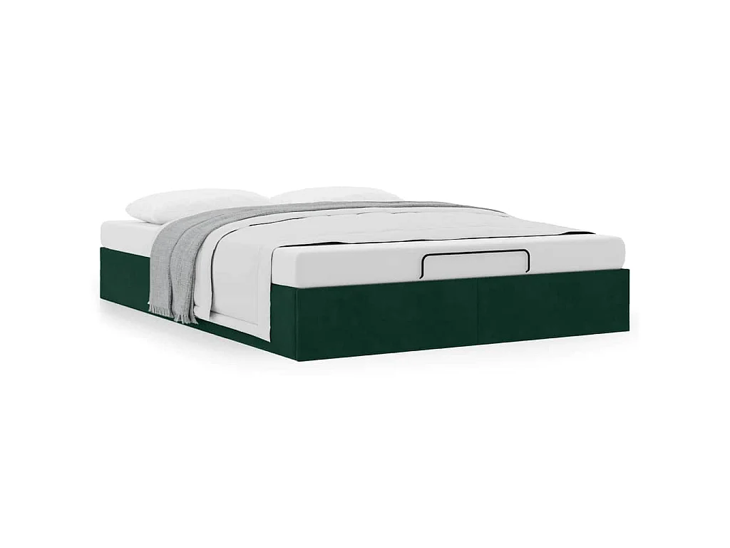 Estructura de cama otomana sin colchón verde oscuro 140x200 cm