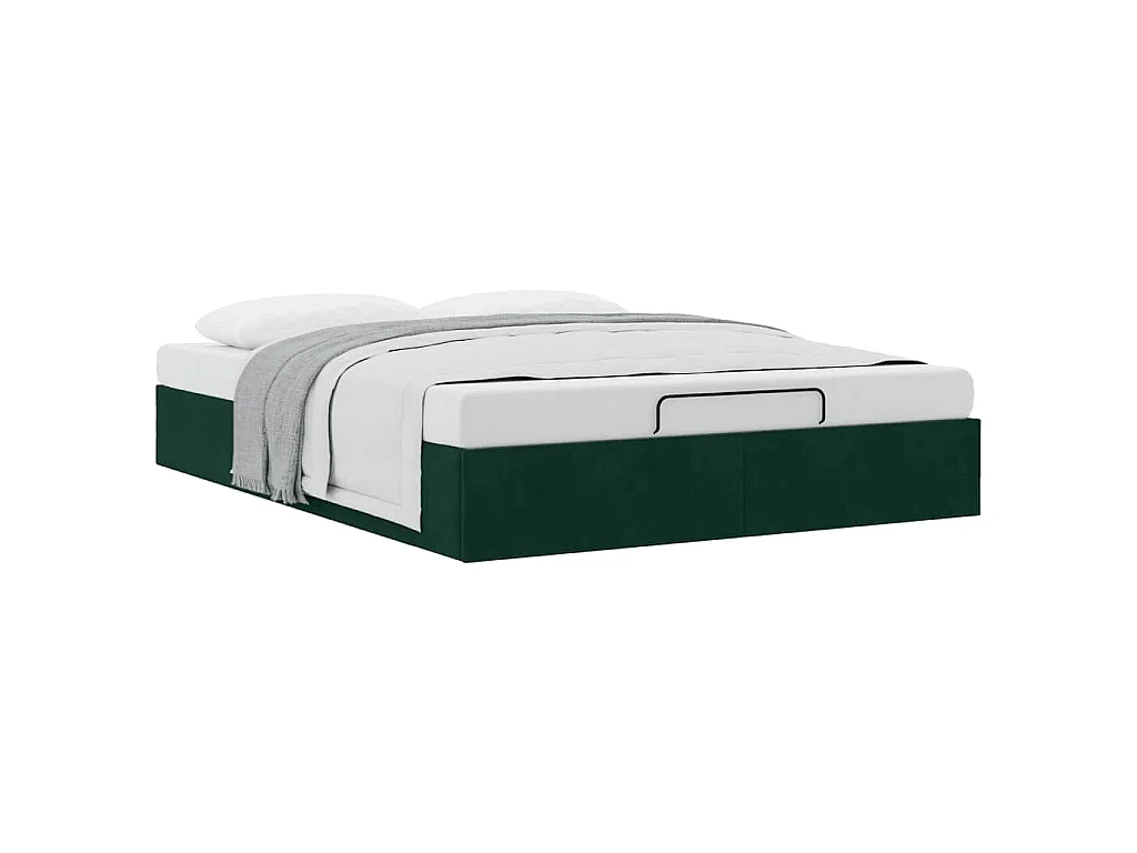 Estructura de cama otomana sin colchón verde oscuro 140x200 cm
