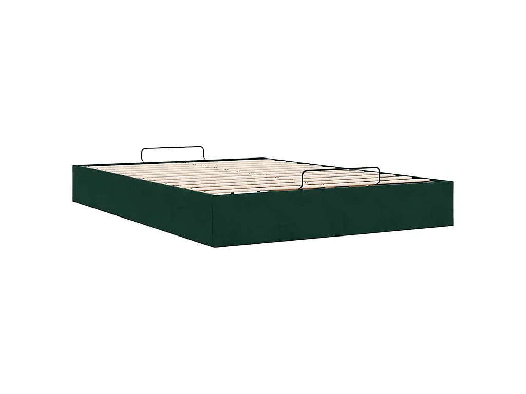 Estructura de cama otomana sin colchón verde oscuro 140x200 cm