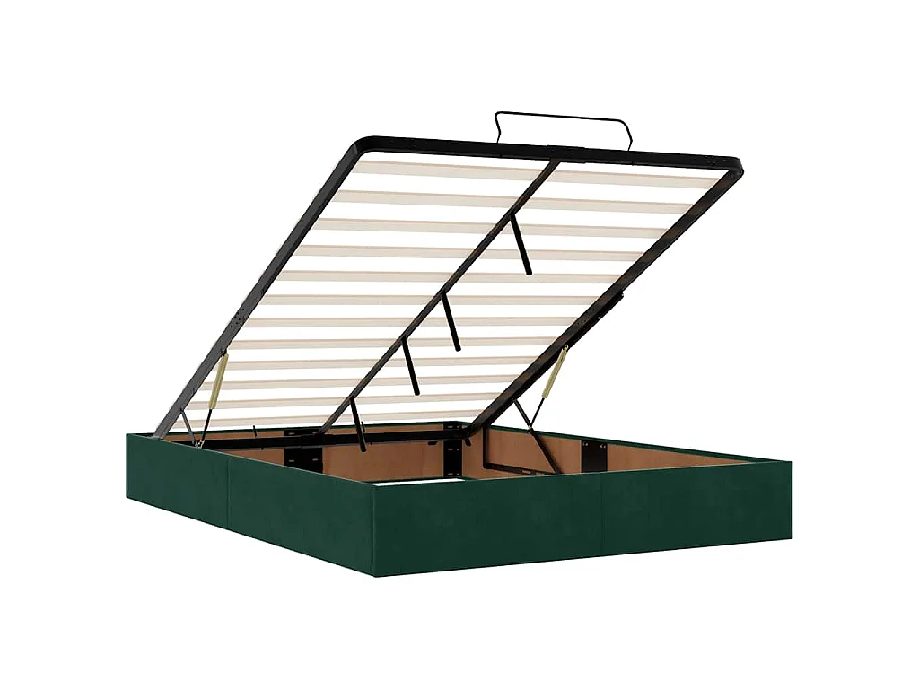 Estructura de cama otomana sin colchón verde oscuro 140x200 cm