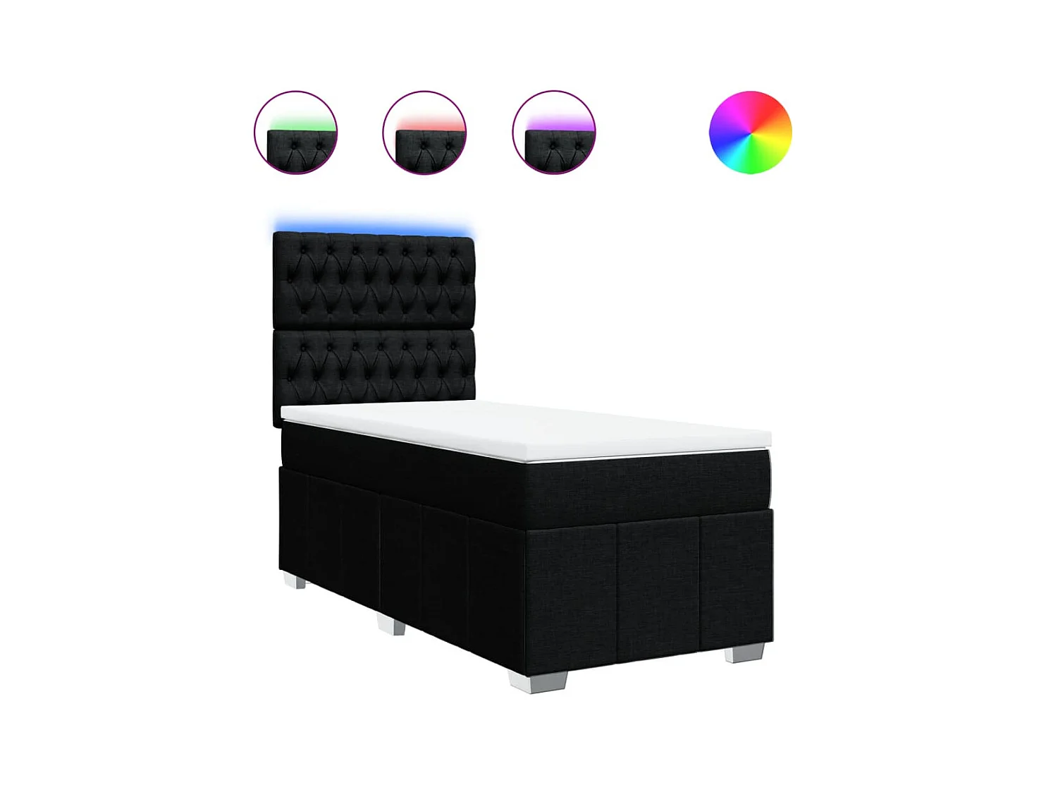 Sommier à lattes de lit avec matelas Noir 90x200 cm Tissu
