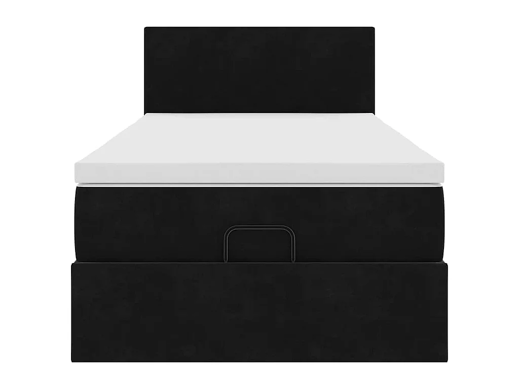 Cadre de lit ottoman avec matelas noir 100x200cm velours