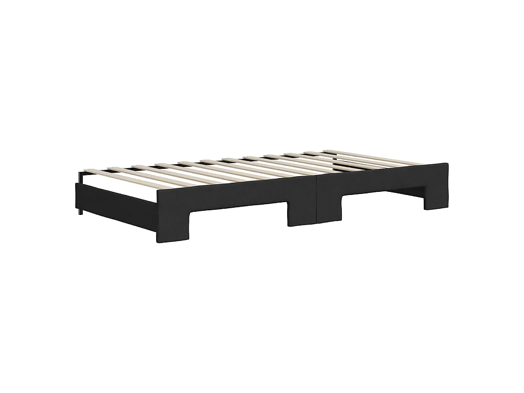 Tagesbett Ausziehbar mit Schubladen Schwarz 100x200 cm Stoff